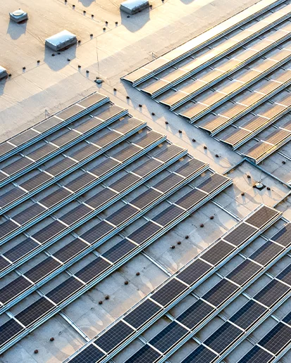 Rooftop solar array on a commercial building